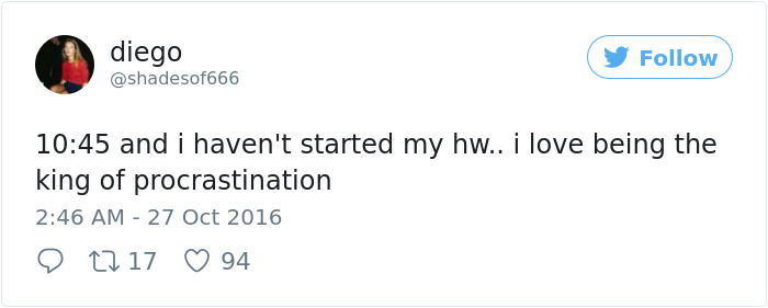 Procrastination Tweet