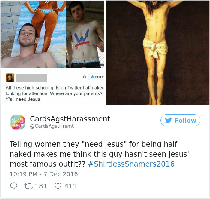 A Woman Is Mocking The Shirtless Dudes