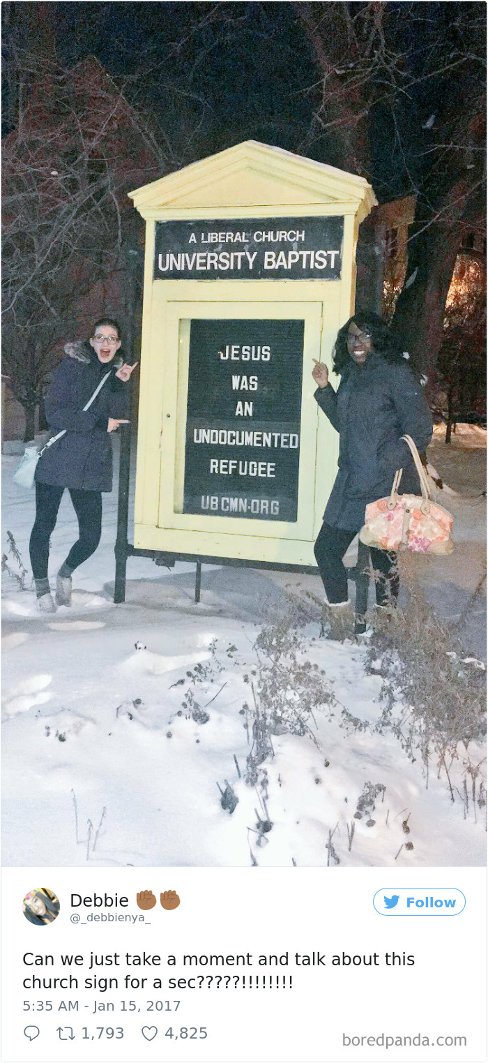 Church sign - ‘Jesus was an undocumented refuge’