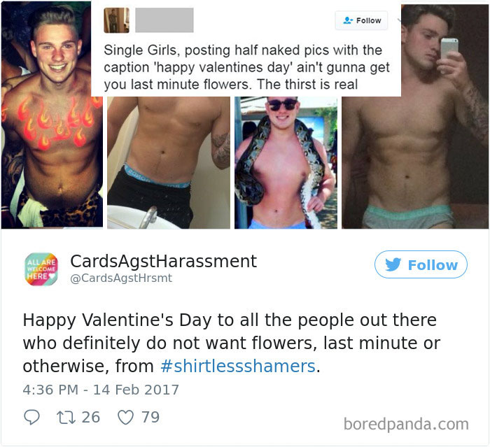 A Woman Is Mocking The Shirtless Dudes