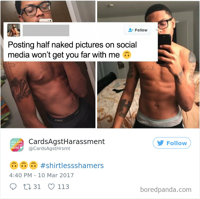 A Woman Is Mocking The Shirtless Dudes
