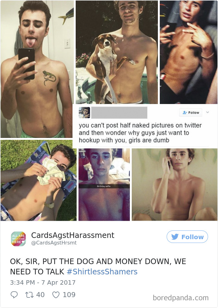 A Woman Is Mocking The Shirtless Dudes