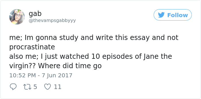 Procrastination Tweet