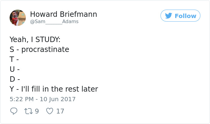 Procrastination Tweet