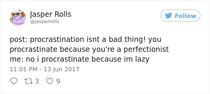 Procrastination Tweet