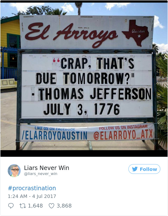 Procrastination Tweet