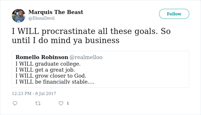 Procrastination Tweet