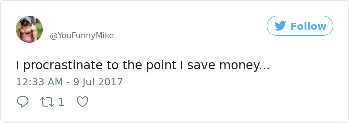 Procrastination Tweet