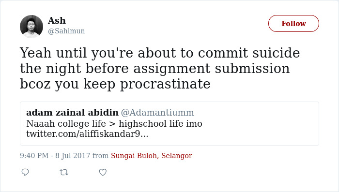 Procrastination Tweet