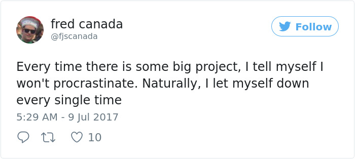 Procrastination Tweet