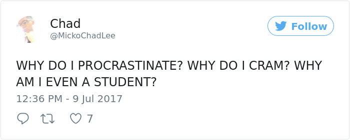 Procrastination Tweet