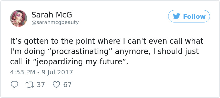 Procrastination Tweet