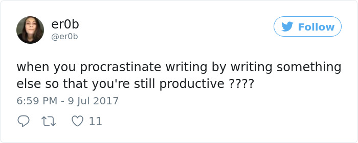 Procrastination Tweet