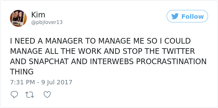 Procrastination Tweet