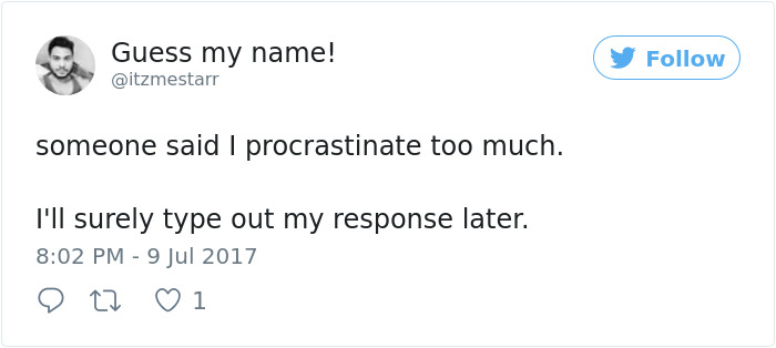 Procrastination Tweet