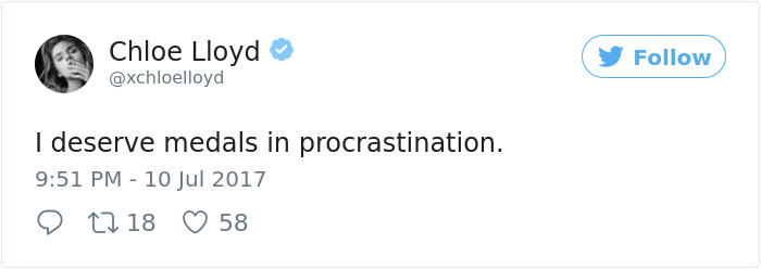 Procrastination Tweet