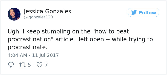 Procrastination Tweet
