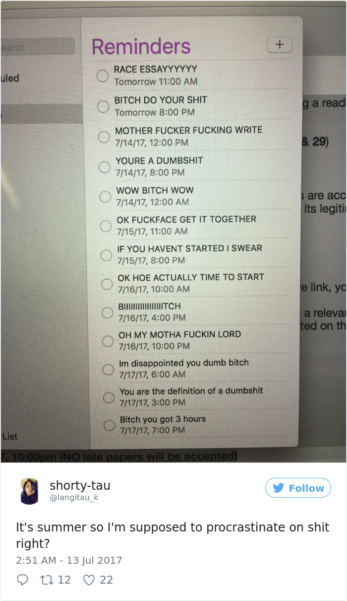 Procrastination Tweet