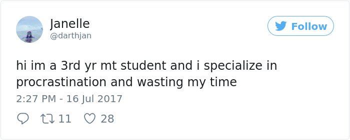 Procrastination Tweet