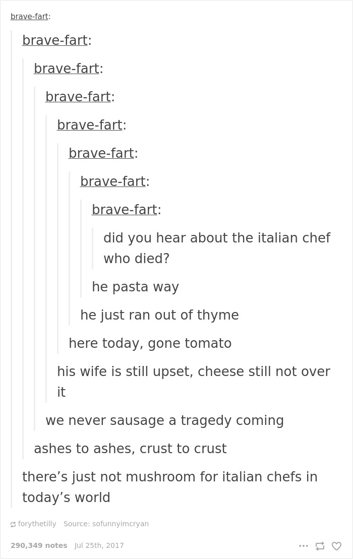 Meme about italian chef who died and pasta away 