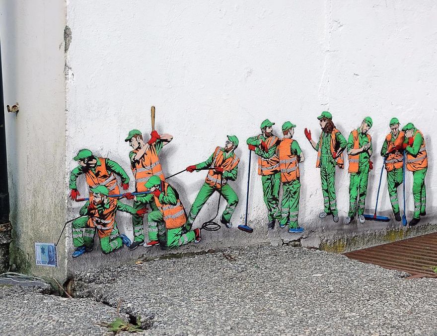 It's Fun To See That This Piece Has Already Been Posted By Big Blogs And Pages, Even Went On The Cover Of The Local Newspaper, But To Be Honest, It Wasn't Finish... Nobody Noticed That One Of The Characters Had A Strange Position?
So Here Is The Final Picture Of It! Finally Finished My Squad Of F**ckers, Trying To Fish With Money.