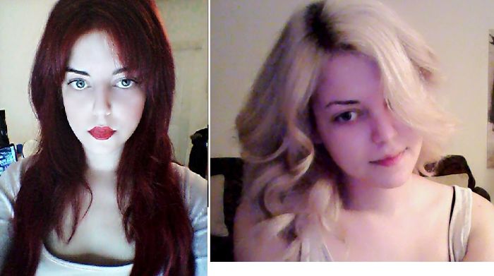From Long Dark Red To Shorter And Closer To Natural Blonde Colour.