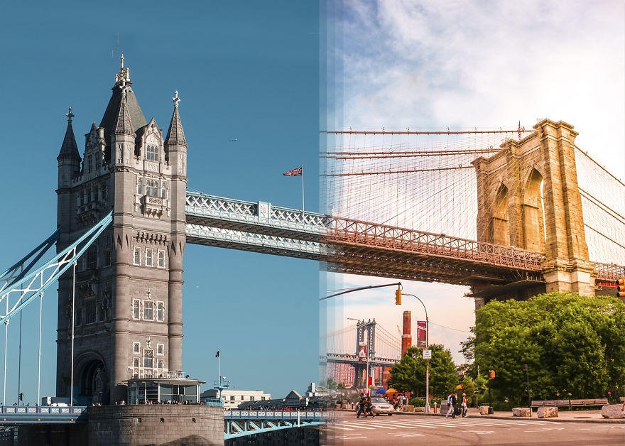 Tower Bridge In London Vs Brooklyn Bridge In New York