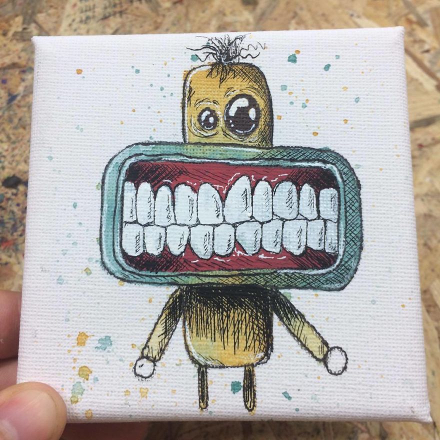 I Create Quirky Monsters From Random Paint Splashes Daily!