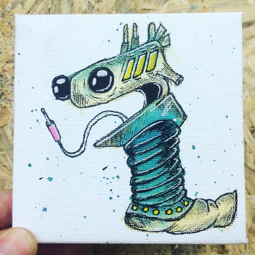 I Create Quirky Monsters From Random Paint Splashes Daily!