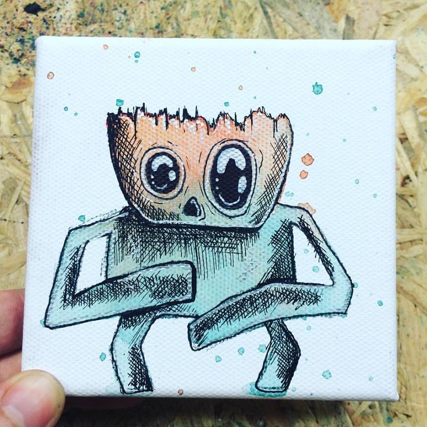 I Create Quirky Monsters From Random Paint Splashes Daily!