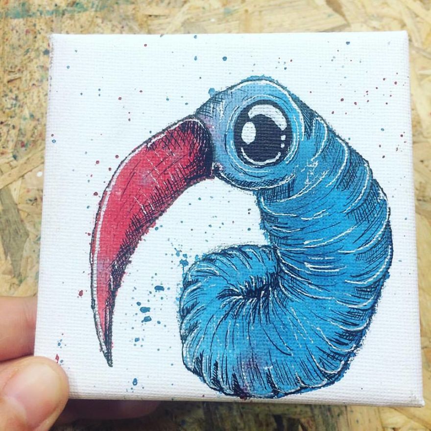 I Create Quirky Monsters From Random Paint Splashes Daily!