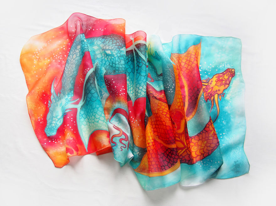 I Painted Dancing Dragons On Silk So That You Can Tango With Mystic Creatures I Painted Dancing Dragons On Silk So That You Can Tango With Mystic Creatures