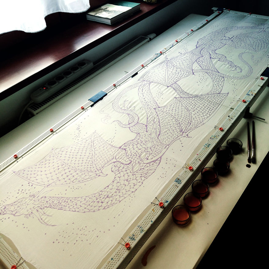 I Painted Dancing Dragons On Silk So That You Can Tango With Mystic Creatures