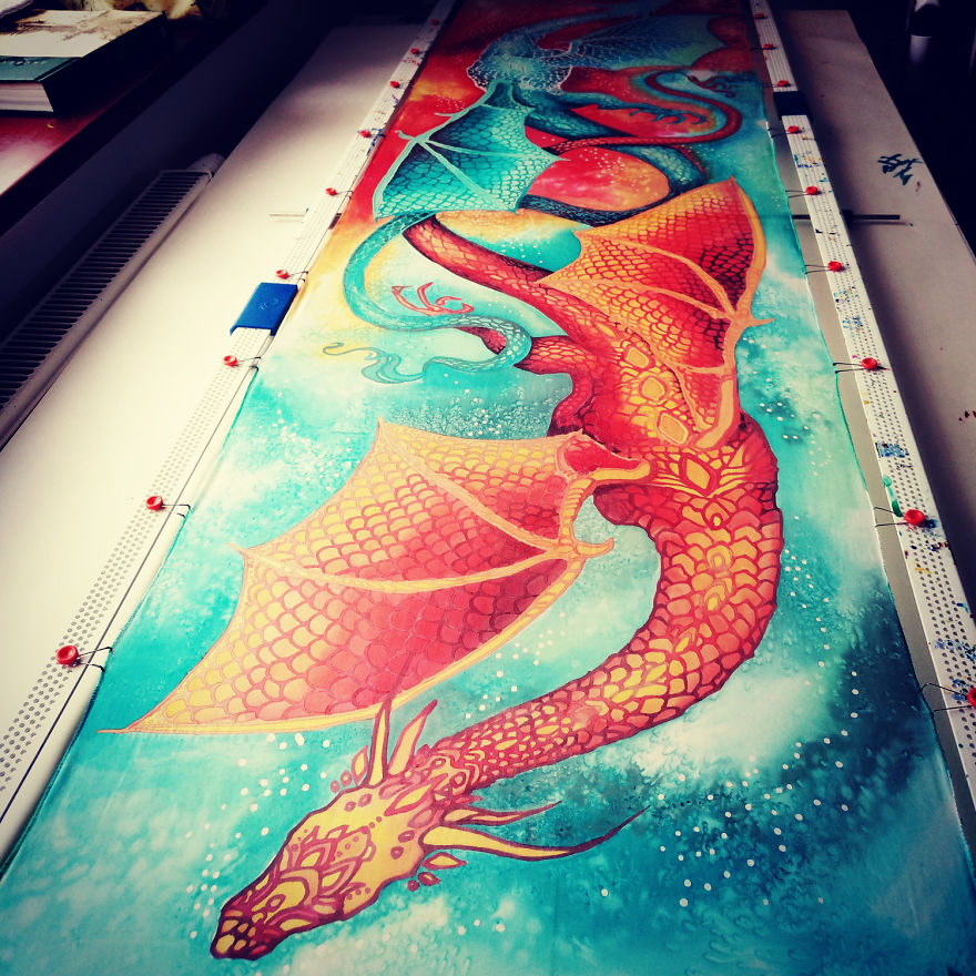 I Painted Dancing Dragons On Silk So That You Can Tango With Mystic Creatures I Painted Dancing Dragons On Silk So That You Can Tango With Mystic Creatures