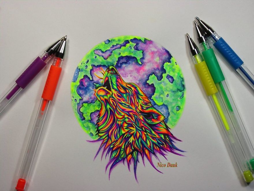I Use Gel Pens To Create Colorful Art.