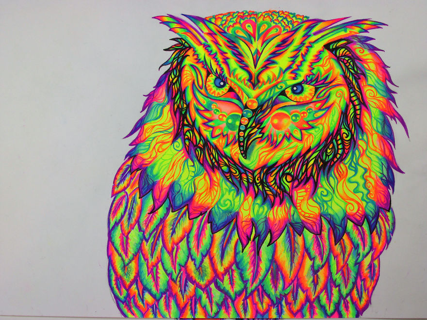 I Use Gel Pens To Create Colorful Art.