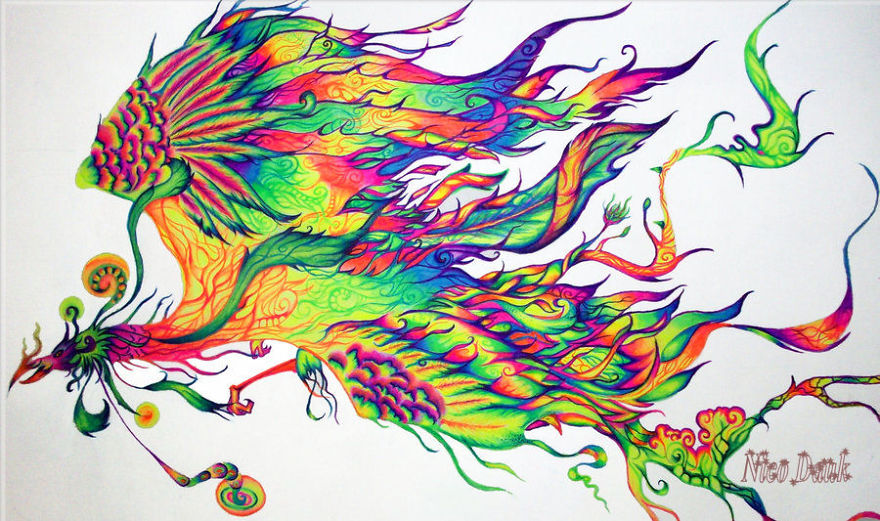 I Use Gel Pens To Create Colorful Art.