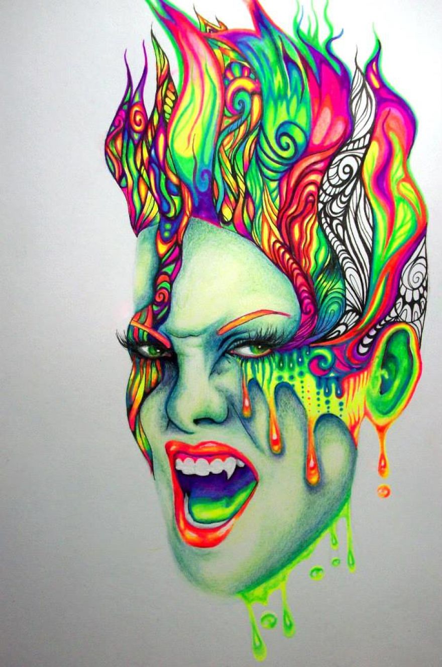 I Use Gel Pens To Create Colorful Art.