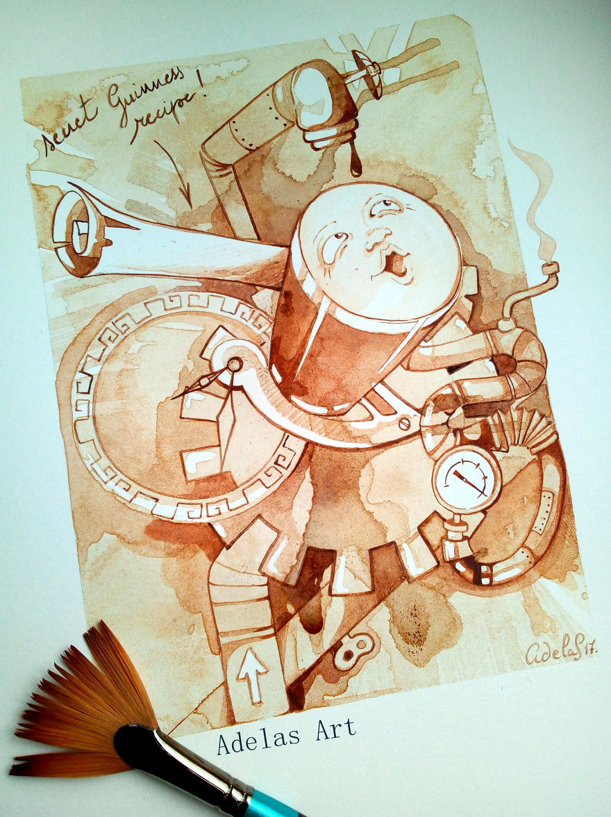 I Use Coffee, Tea, Beer, And Wine To Create My Art