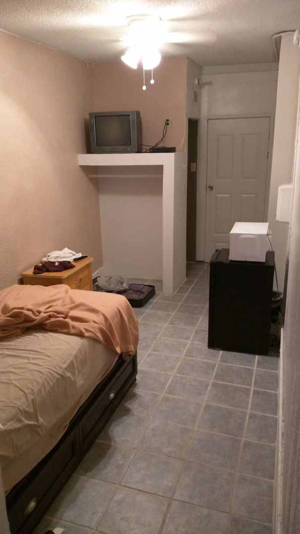 Do You See That Frame Next To The Door? That's The Shower. Not A Bathroom, Just A Shower.