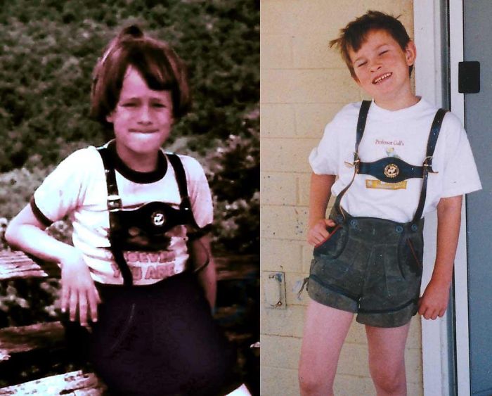 My Nephew And Me In The Same Lederhosen Before Going To School. In The United States.