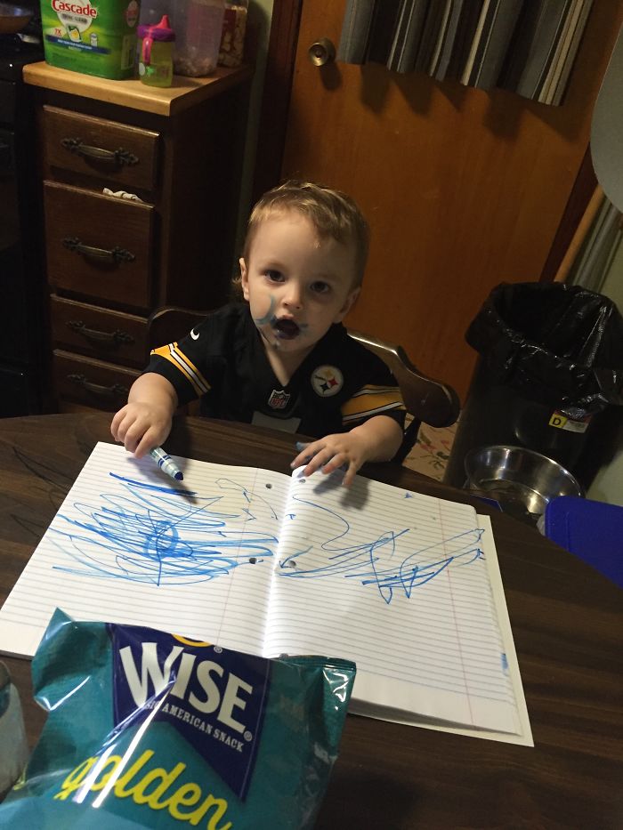 Thought It Was Good Idea To Give Her Markers While I Unloaded Groceries