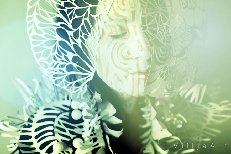 Inspiring Paper Art And Bodypainting Combination By Artist Vilija Vitkute