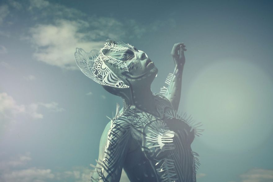 Inspiring Paper Art And Bodypainting Combination By Artist Vilija Vitkute