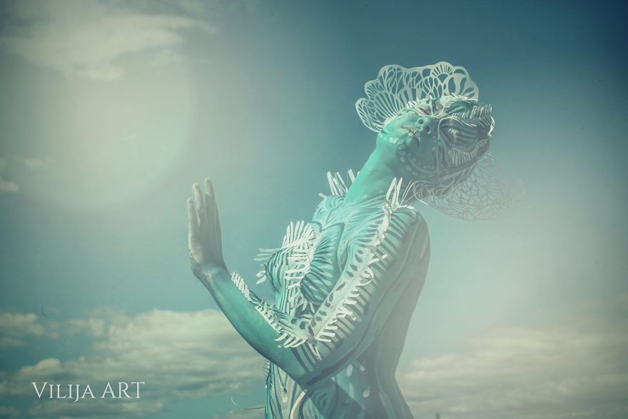 Inspiring Paper Art And Bodypainting Combination By Artist Vilija Vitkute