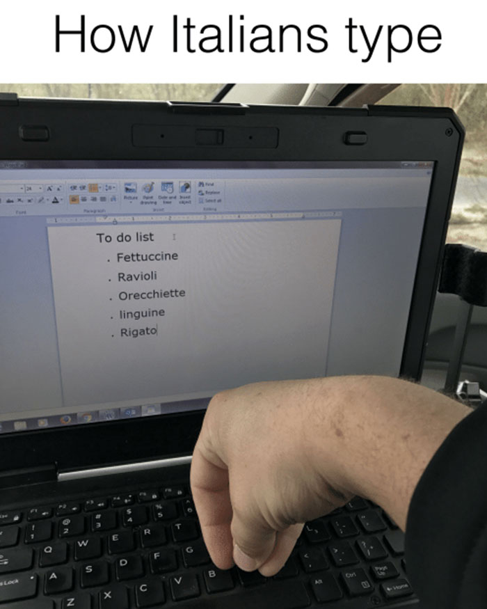 Man typing with italian gesture meme 