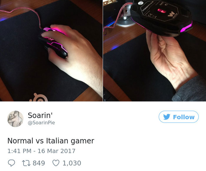 Normal vs Italian gamer meme 