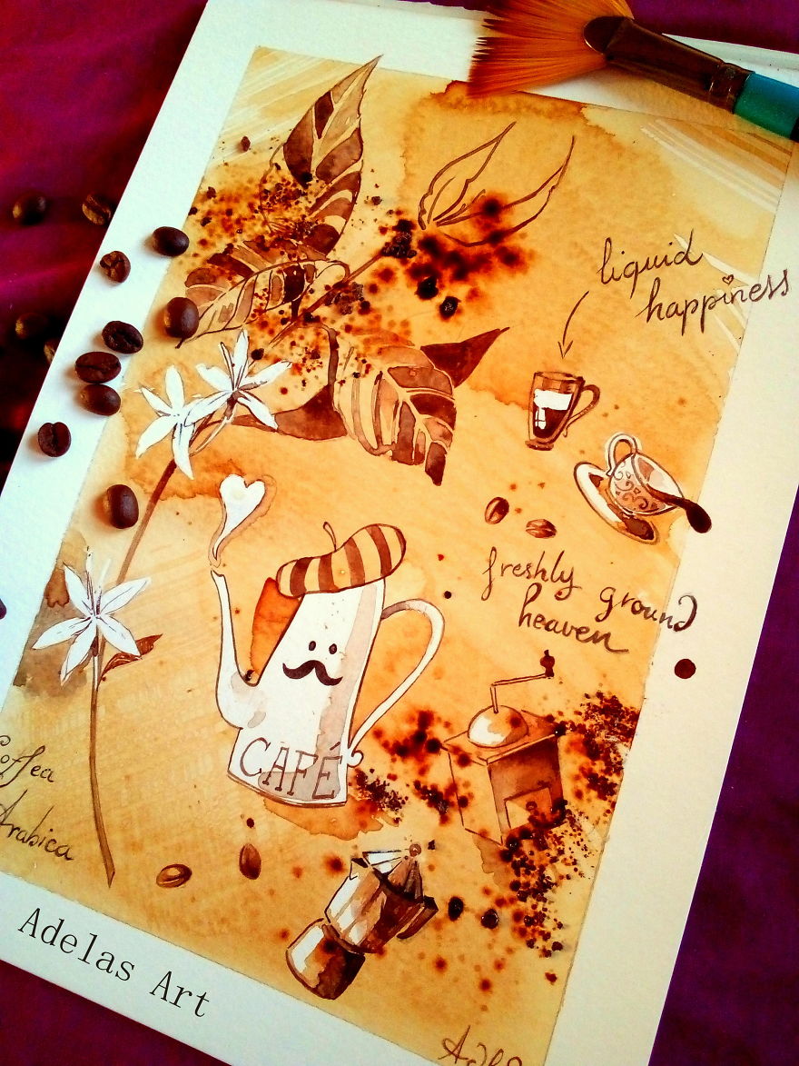 I Use Coffee, Tea, Beer, And Wine To Create My Art