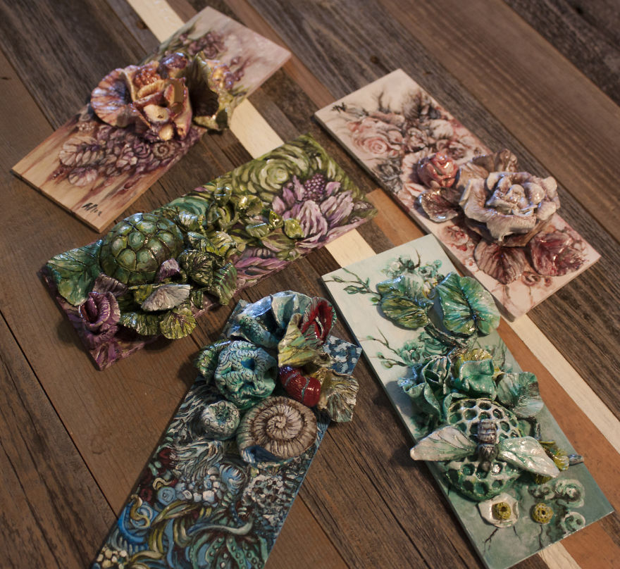 I Create 3D Paintings Using Modeling Paste And Clay