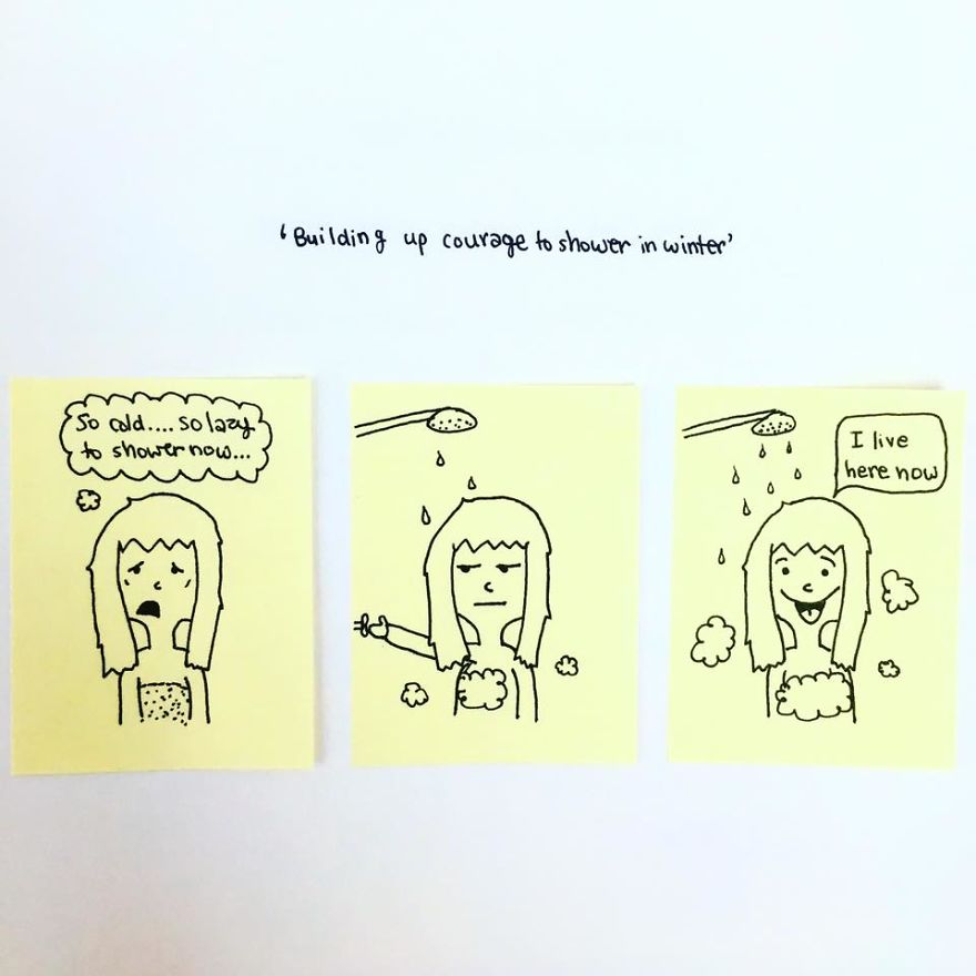 Turning Post-it Notes Into Fun Comics, Scribbling Down Annoying And Awkward Social Situations